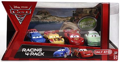 RAOUL ÇaROULE & MIGUEL CAMINO & LIGHTNING McQUEEN & DENNIS BEAM • Racing 4-Pack • Disney/PIXAR CARS 2 • #V5015