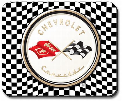 Corvette Computer Mouse Pad • C1 Emblem on Checker • #MPC1chk